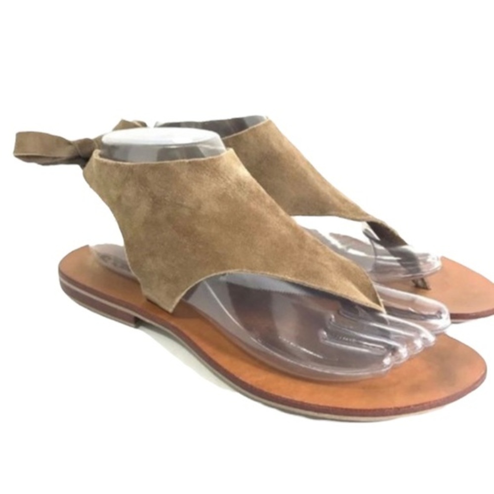 Cocobelle Tan Suede Thong Tie Sandals 39